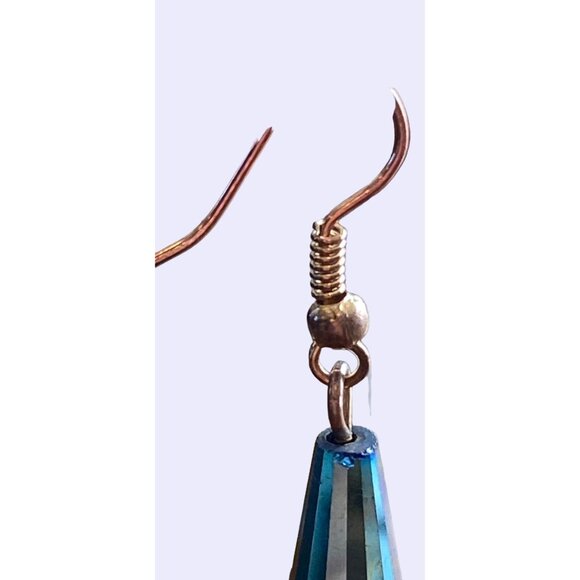 Blue Crystal Drop Earrings With Gold Tone Hooks - Picture 4 of 4